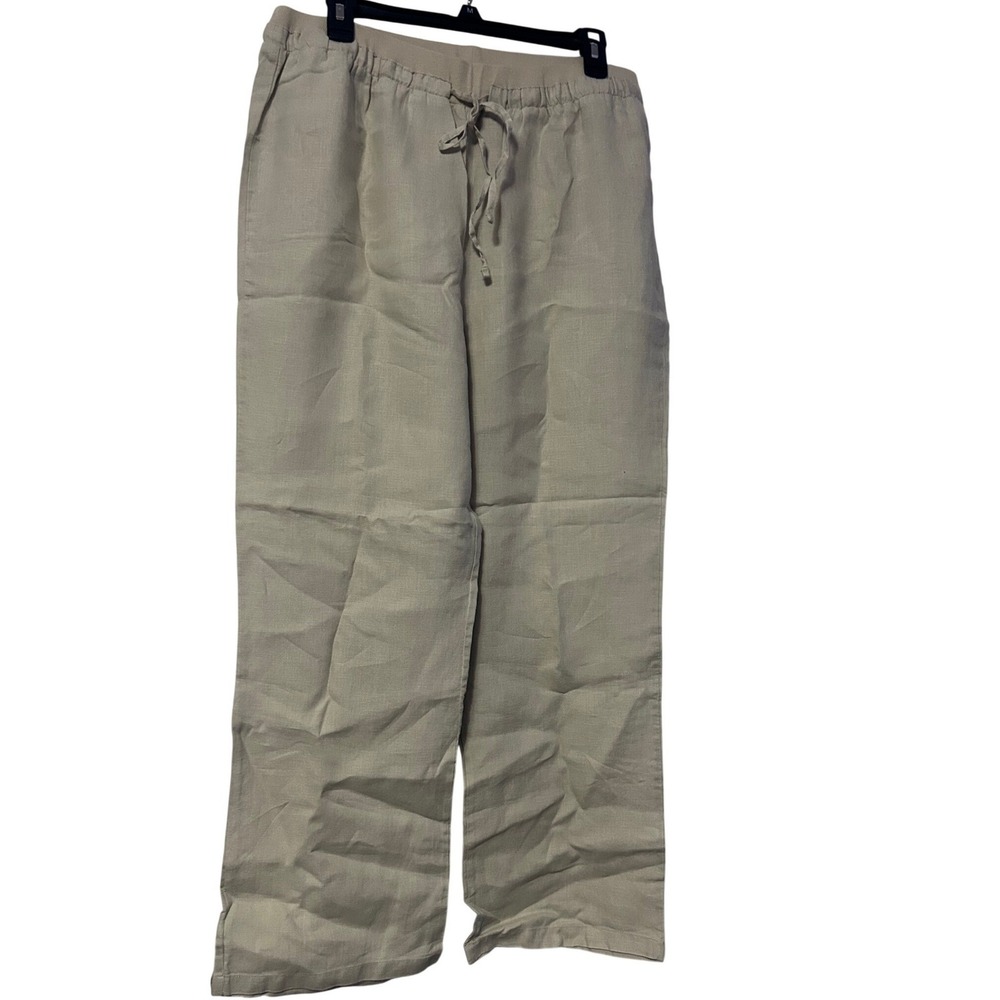 Company Ellen Tracy Womens Sandstone‎ 100% Linen Drawstring Pants Classic L
